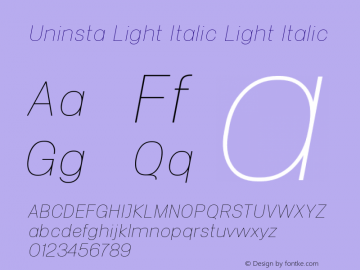 Uninsta Light Italic Light Italic Version 1.000图片样张