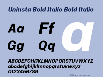 Uninsta Bold Italic Bold Italic Version 1.000 Font Sample