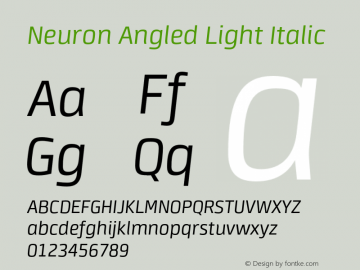 Neuron Angled Light Italic 001.000 [CYR] Font Sample