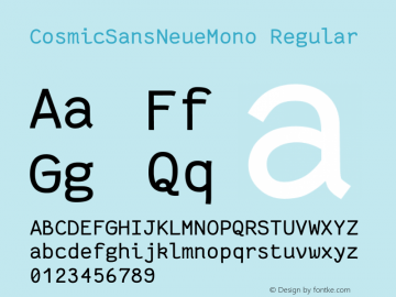 CosmicSansNeueMono Regular Version 1.3 Font Sample