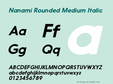 Nanami Rounded Medium Italic Version 1.003;com.myfonts.thinkdust.nanami.oblique.wfkit2.41x4 Font Sample