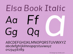 Elsa Book Italic Version 1.000; Font Sample