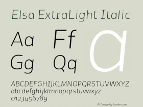 Elsa ExtraLight Italic Version 1.000; Font Sample