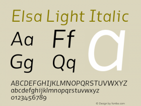 Elsa Light Italic Version 1.000; Font Sample