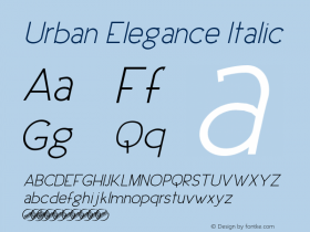 Urban Elegance Italic Version 1.000 Font Sample