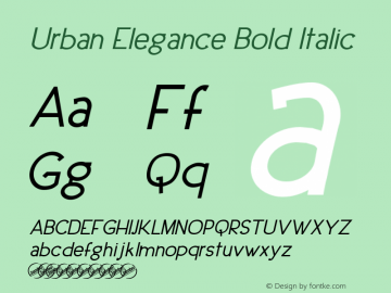 Urban Elegance Bold Italic Version 1.000图片样张