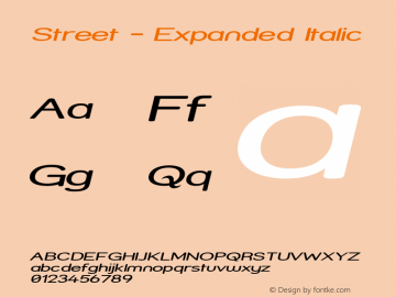Street - Expanded Italic 1.0 Font Sample