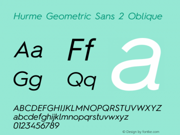 Hurme Geometric Sans 2 Oblique Version 1.001图片样张