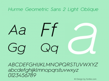 Hurme Geometric Sans 2 Light Oblique Version 1.001图片样张