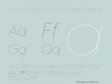 Hurme Geometric Sans 3 Hairline Oblique Version 1.001图片样张