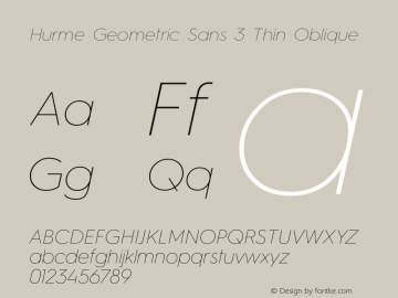 Hurme Geometric Sans 3 Thin Oblique Version 1.001图片样张