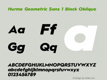 Hurme Geometric Sans 1 Black Oblique Version 1.001 Font Sample