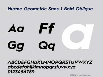 Hurme Geometric Sans 1 Bold Oblique Version 1.001 Font Sample