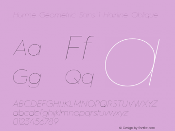 Hurme Geometric Sans 1 Hairline Oblique Version 1.001 Font Sample