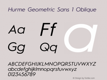 Hurme Geometric Sans 1 Oblique Version 1.001 Font Sample