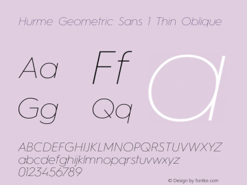 Hurme Geometric Sans 1 Thin Oblique Version 1.001 Font Sample