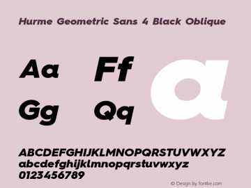 Hurme Geometric Sans 4 Black Oblique Version 1.001 Font Sample