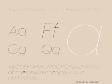 Hurme Geometric Sans 4 Hairline Oblique Version 1.001 Font Sample