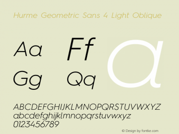 Hurme Geometric Sans 4 Light Oblique Version 1.001 Font Sample