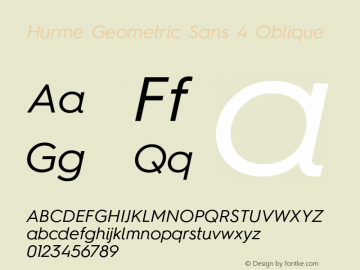 Hurme Geometric Sans 4 Oblique Version 1.001 Font Sample