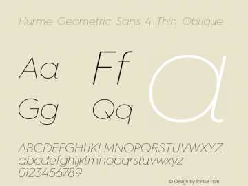 Hurme Geometric Sans 4 Thin Oblique Version 1.001图片样张