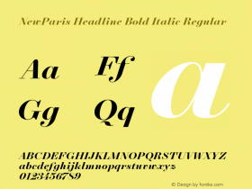 NewParis Headline Bold Italic Regular Version 2.001 Font Sample