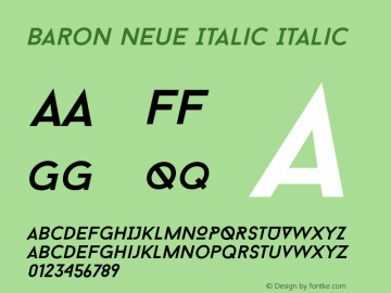 Baron Neue Italic Italic Version 1.000;PS 001.000;hotconv 1.0.70;makeotf.lib2.5.58329图片样张