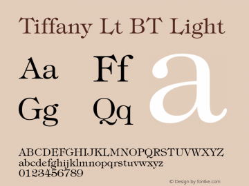 Tiffany Lt BT Light mfgpctt-v4.4 Jan 1 1999 Font Sample