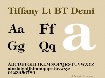 Tiffany Lt BT Demi mfgpctt-v4.4 Jan 1 1999 Font Sample