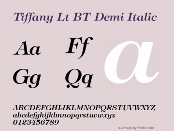 Tiffany Lt BT Demi Italic mfgpctt-v4.4 Jan 4 1999图片样张