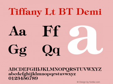 Tiffany Lt BT Demi mfgpctt-v1.58 Thursday, March 4, 1993 9:55:56 am (EST) Font Sample