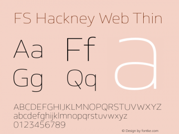 FS Hackney Web Thin Version 1.000 Font Sample