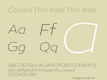 Canaro Thin Italic Thin Italic Version 1.000图片样张