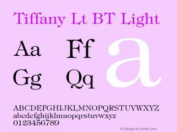 Tiffany Lt BT Light mfgpctt-v1.58 Thursday, March 4, 1993 9:49:36 am (EST) Font Sample