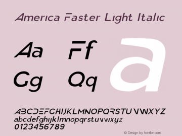 America Faster Light Italic Version 1.000图片样张