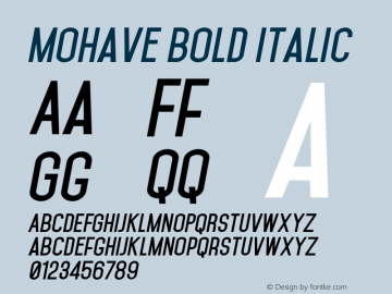 Mohave Bold Italic Version 2.00 2013 Font Sample