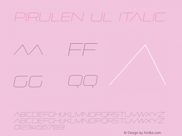 Pirulen Ul Italic Version 3.001图片样张