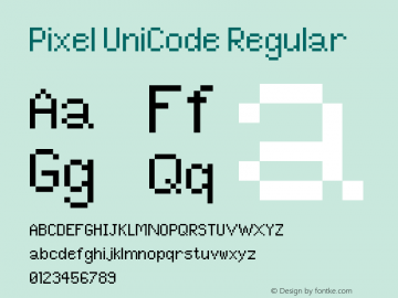 Pixel UniCode Regular Version 1.0 Font Sample