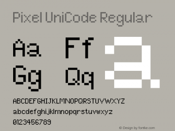 Pixel UniCode Regular Version 1.0 Font Sample
