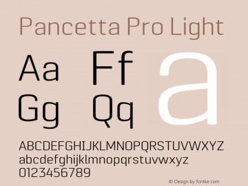 Pancetta Pro Light Version 1.000 Font Sample