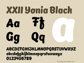 XXII Yonia Black Version 1.002 | wf-rip Font Sample