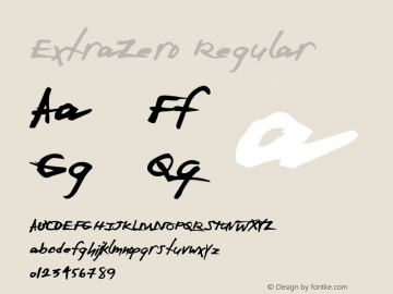 ExtraZero Regular Version 1.00 December 9, 2013, initial release Font Sample