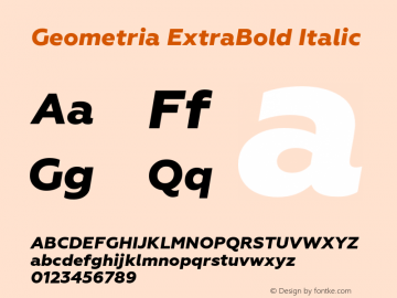 Geometria ExtraBold Italic Version 1.000 Font Sample