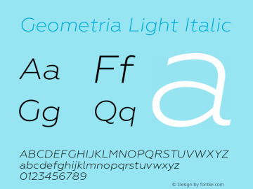 Geometria Light Italic Version 1.000图片样张