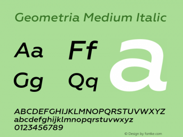 Geometria Medium Italic Version 1.000 Font Sample