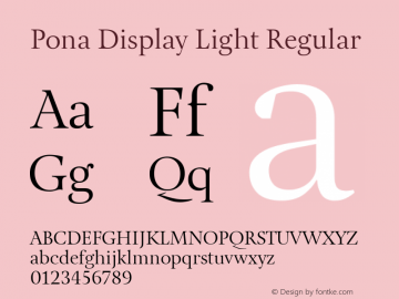 Pona Display Light Regular Version 1.000 Font Sample