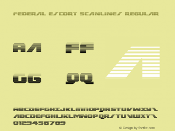 Federal Escort Scanlines Regular Version 1.0; 2013 Font Sample