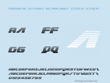 Federal Escort Scanlines Italic Italic Version 1.0; 2013 Font Sample