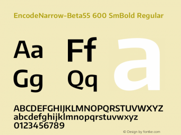 EncodeNarrow-Beta55 600 SmBold Regular Version 1.000;PS 001.000;hotconv 1.0.70;makeotf.lib2.5.58329 DEVELOPMENT图片样张