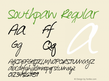 Southpaw Regular Version 1.000 Font Sample